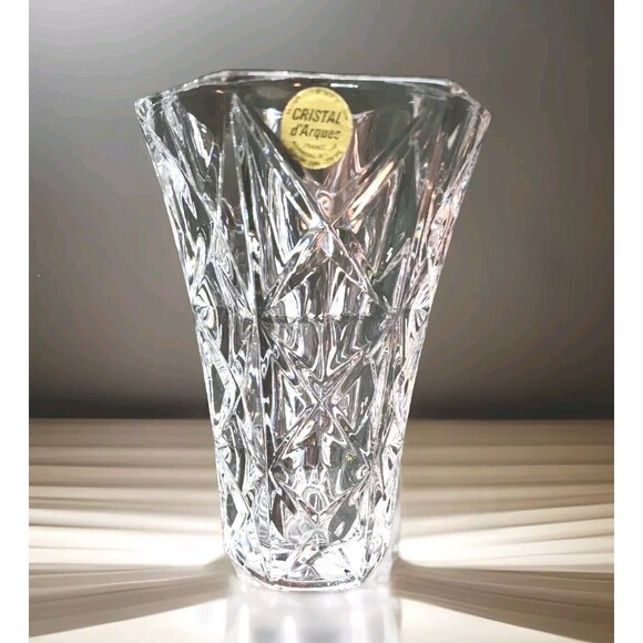 Cristal France Garanti Plus Vase Genuine Lead Crystal Star Pattern 5" - Picture 2 of 12